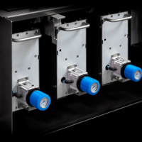 Longitudinal sealing unit - Longitudinal sealing unit of modular type, composed of a pair of cold wheels for film dragging, 2 pairs of heated wheels for sealing and a pair of conical wheels for bending the longitudinal sealing flange.