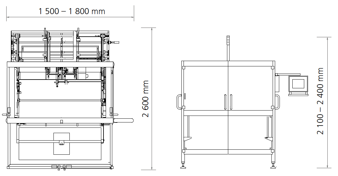 Topload Cartoner CRM Dimensions