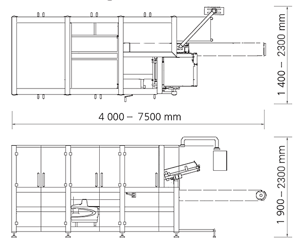 Topload Cartoner CAM Dimensions